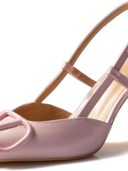 Women's high-heeled back-lace sandals, pointed-toe stilettos, slip-on buckle high heels, open-back evening party/prom dress shoes, sizes 5.5-12US