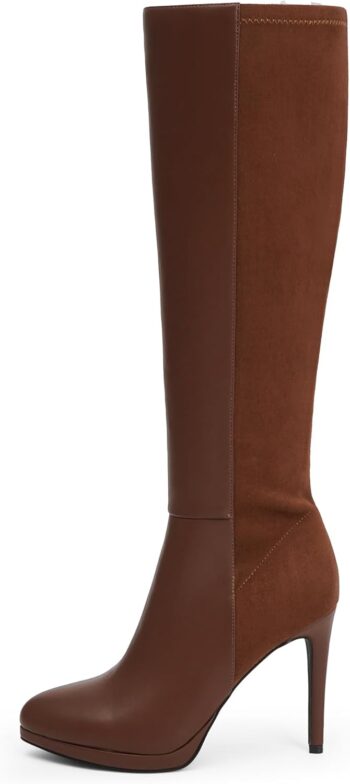 Knee High Boots Women Pointed Toe Stiletto Heel Fall Tall Boots Elastic Leather Long Boots Side Zipper