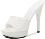 Women's Peep-Toe High-Heeled Platform Sandals, Sexy Party Slippers, Round Toe Open-Toe Slip-On High Heels, Backless Prom Sandals, Stylish Stiletto Heels for Weddings and Evenings
