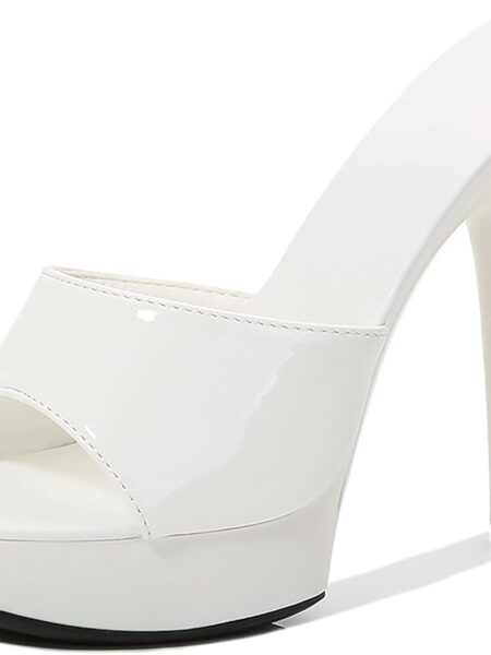 Women's Peep-Toe High-Heeled Platform Sandals, Sexy Party Slippers, Round Toe Open-Toe Slip-On High Heels, Backless Prom Sandals, Stylish Stiletto Heels for Weddings and Evenings