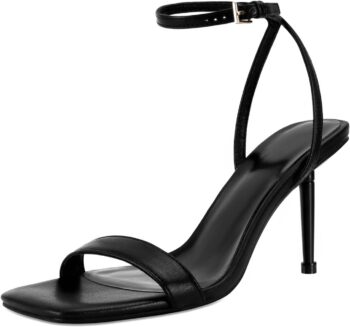 Women's square-toe open-toe stiletto sandals, lace-up ankle-strap sandals, comfortable dress party shoes