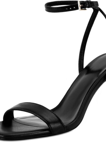 Women's square-toe open-toe stiletto sandals, lace-up ankle-strap sandals, comfortable dress party shoes