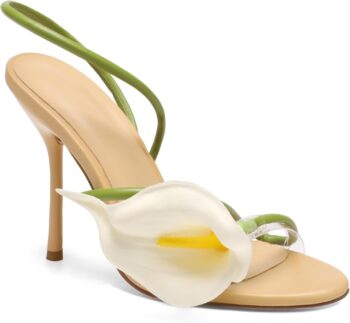 Women's Floral High Heels, Calla Lily Open-Toe Floral Stiletto Heels, Sexy Strappy Wedding/Birthday Dress High Heel Sandals