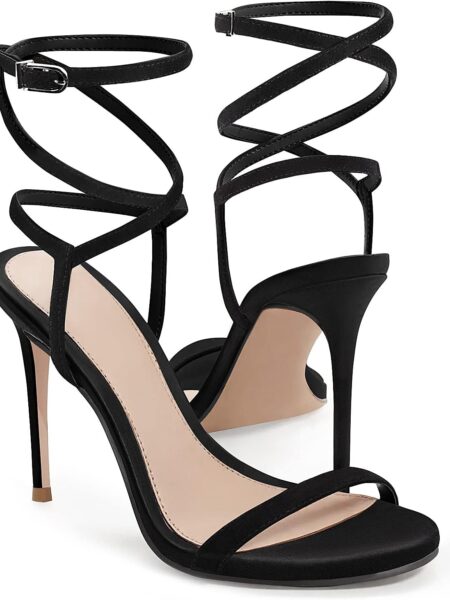 Women's lace-up high-heeled sandals, sexy high-heeled ankle-strap summer dress shoes