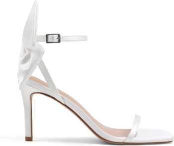 Women's bow ankle-strap open-toe stiletto sandals, suitable for summer formal wear