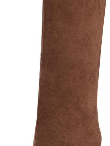 Women's Suede Knee High Boots Wide Calf Tall Fashion Stiletto Heeled Pull On Slouchy Long Boots