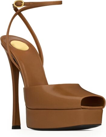 Women's Stiletto Heeled Platform Sandals, Open-Toe Square Toe High Heels, Ankle Strap Backless Sandals, Stylish Casual Party Dress Shoes