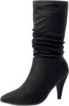 Women's High Heel Mid Calf Boots Slouchy Pointed Toe Fall Boots
