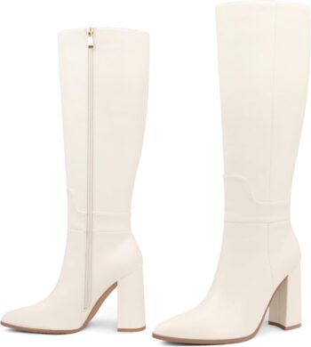 Women's Tall Boots Pointed Toe Boots for Women Knee High Heeled Long Boots