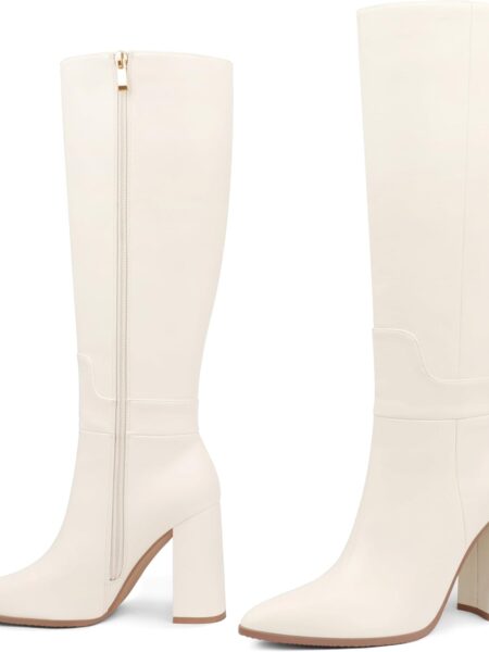 Women's Tall Boots Pointed Toe Boots for Women Knee High Heeled Long Boots