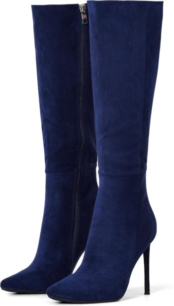 4 inch Women's Knee High Long Boots, Stiletto Tall Pointed Toe Heeled Boot Leather Suede Comfortable Sexy