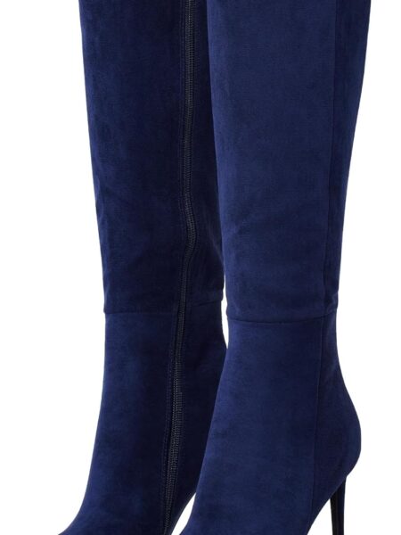 4 inch Women's Knee High Long Boots, Stiletto Tall Pointed Toe Heeled Boot Leather Suede Comfortable Sexy