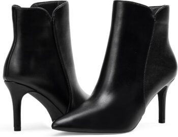Women Chic Heeled Ankle Boots,Sexy Pointed Toe with 3 Inch High Heel Fashion Stylish Booties with Side Zipper Evening Party Dress Shoes