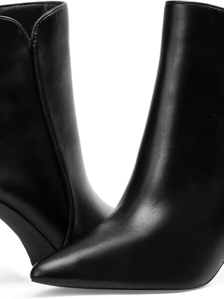 Women Chic Heeled Ankle Boots,Sexy Pointed Toe with 3 Inch High Heel Fashion Stylish Booties with Side Zipper Evening Party Dress Shoes