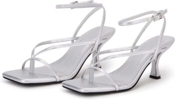 Women's lace-up high-heeled sandals, square-toe flip-flops, strappy party shoes