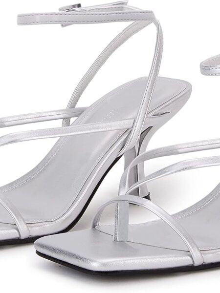 Women's lace-up high-heeled sandals, square-toe flip-flops, strappy party shoes