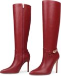 Women's Knee High Boots Pointed Toe Stiletto Buckle Dress Boots Slouch Zipper Heeled Boots