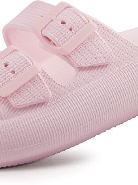 Adjustable Double-Buckle Pillow Slides — EVA Flat Sandals