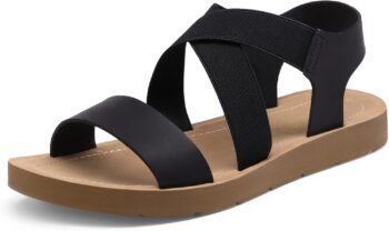 Women's Open Toe Elastic Ankle Strap Flat Summer Sandals