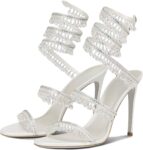 Women's Rhinestone Wrapped Strappy Stiletto Heels, Round Toe Open-Toe Lace-Up High Heel Sandals, Suitable for Weddings, Prom Parties, and Dresses