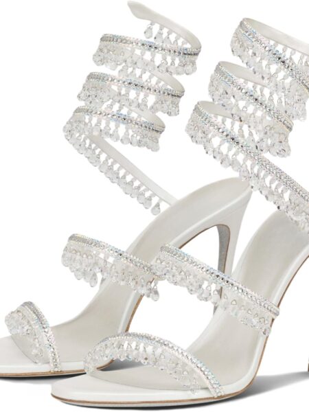 Women's Rhinestone Wrapped Strappy Stiletto Heels, Round Toe Open-Toe Lace-Up High Heel Sandals, Suitable for Weddings, Prom Parties, and Dresses