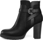 Women's Ankle Boots Chunky Stacked Heel Zipper Booties - Available in Wide Sizes