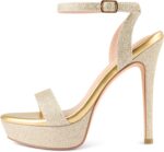 Women's open-toe high-heeled sandals, sexy ankle-strap high heels, suitable for formal weddings