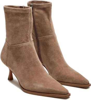 Women's Ankle Boots - Stiletto High Heel, Pointed Toe, Short, Side Zipper, Dress Boots - Elastic, Fashion, Trendy